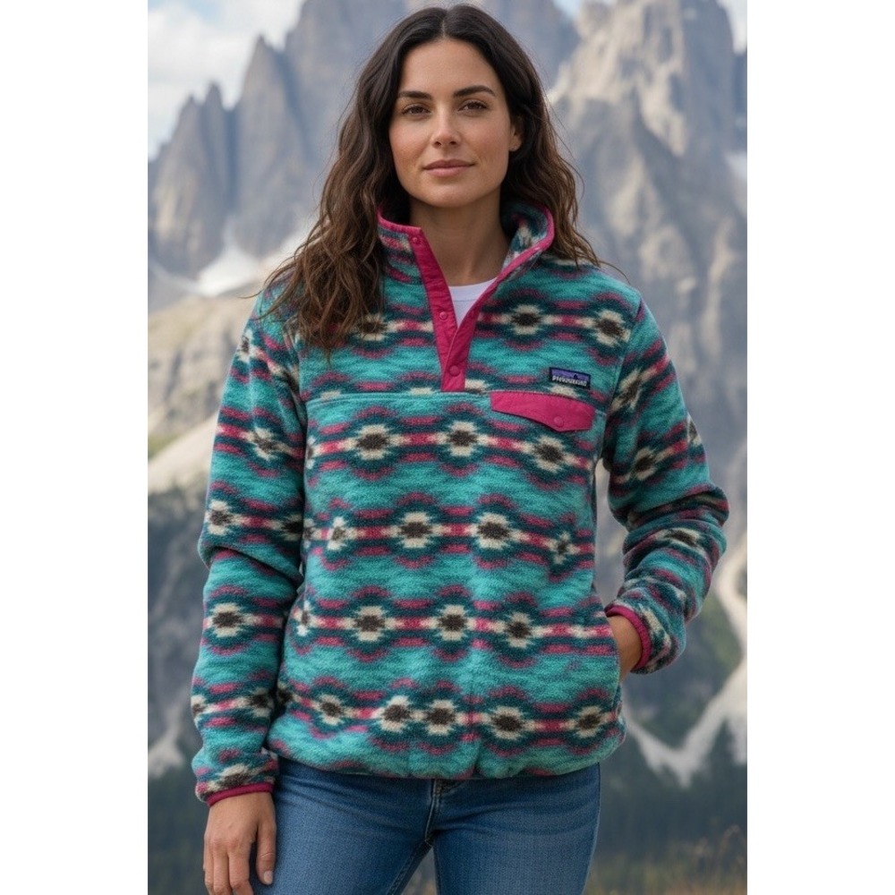 Patagonia Synchilla Snap-T Fleece Pullover Southwest Aztec Tribal Desert Large